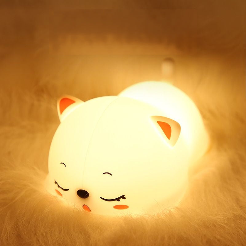 MeWaii® Squishy Silicone Sleeping Cat LED Night Light - Perfect Gift for Kids and Girls