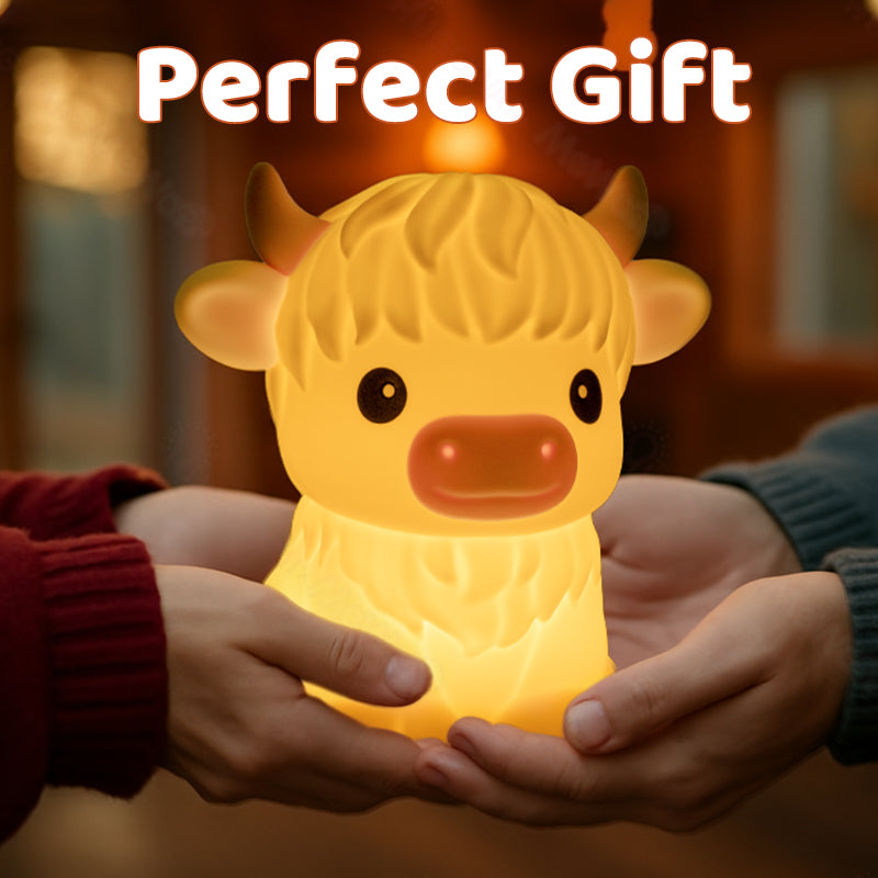 MeWaii® Highland Cow Silicone Squishy LED Night Light - Perfect Gift for Kids and Girls