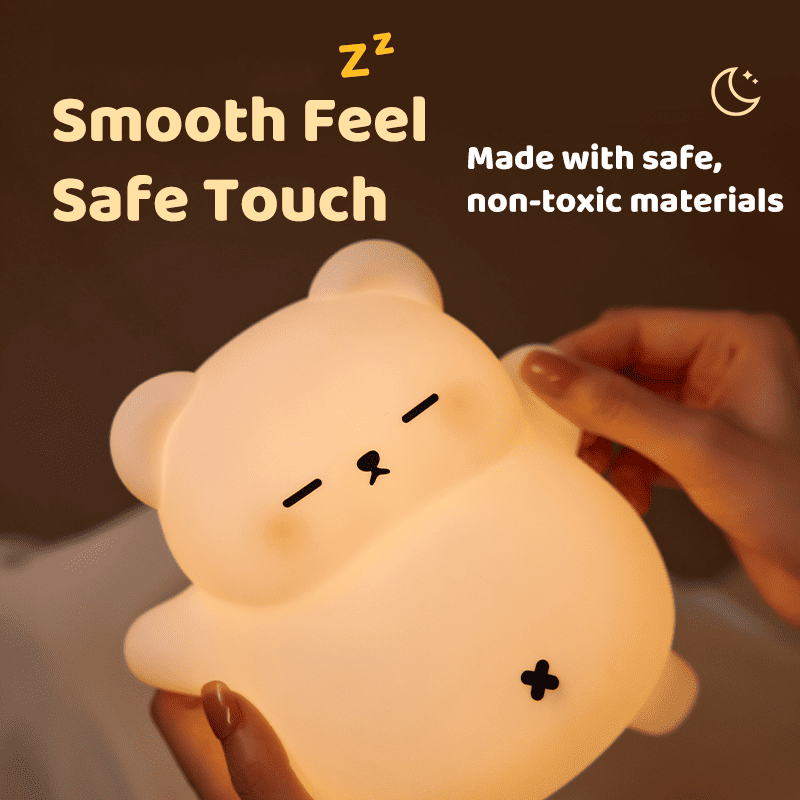 MeWaii® Breathing Bear Snuggly Squishy Silicone Sleeping Companion Sound LED Night Light Perfect Gift