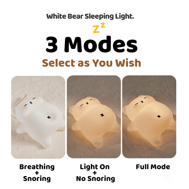 MeWaii® Breathing Bear Snuggly Squishy Silicone Sleeping Companion Sound LED Night Light Perfect Gift