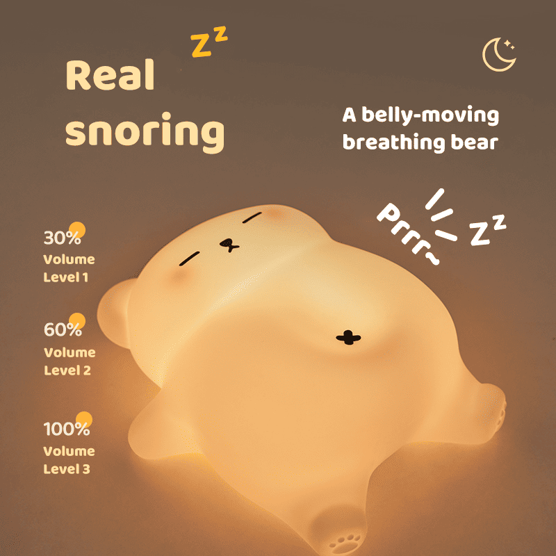 MeWaii® Breathing Bear Snuggly Squishy Silicone Sleeping Companion Sound LED Night Light Perfect Gift