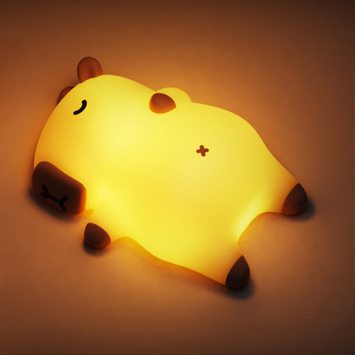 MeWaii® Sleeping Capybara Breathing Squishy Silicone Companion Sound LED Night Light Perfect Gift