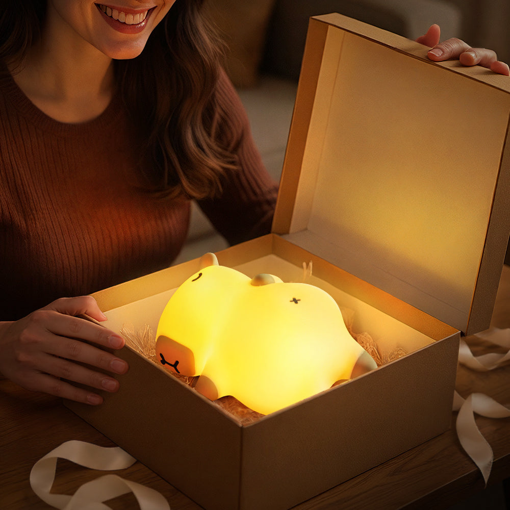 MeWaii® Sleeping Capybara Breathing Squishy Silicone Companion Sound LED Night Light Perfect Gift