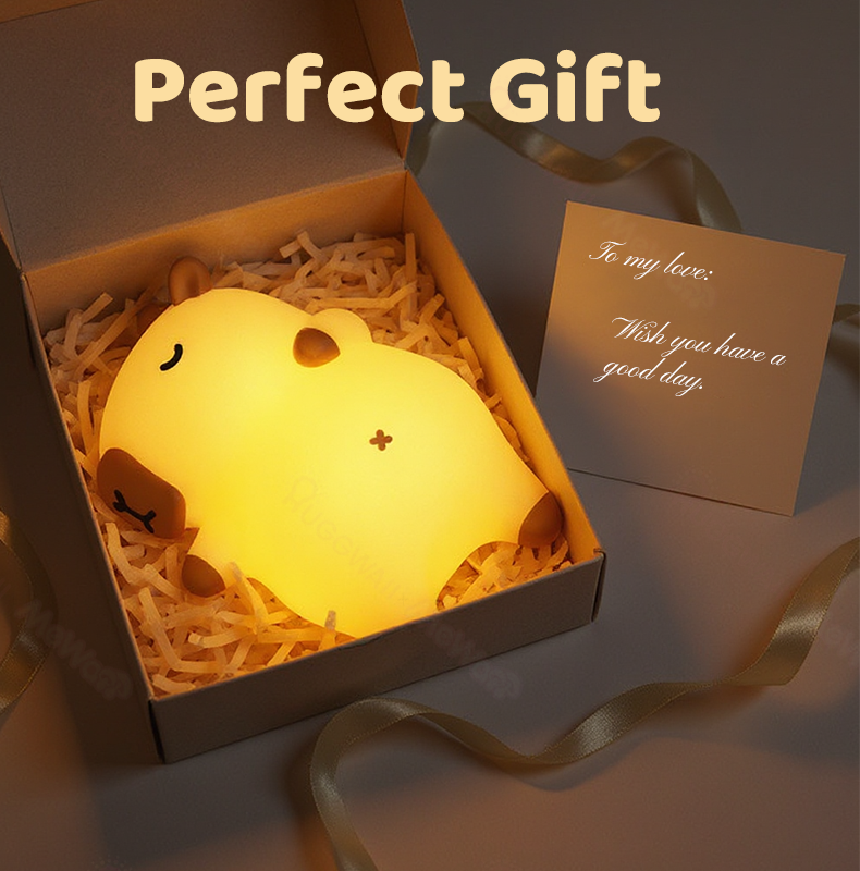 MeWaii® Sleeping Capybara Breathing Squishy Silicone Companion Sound LED Night Light Perfect Gift