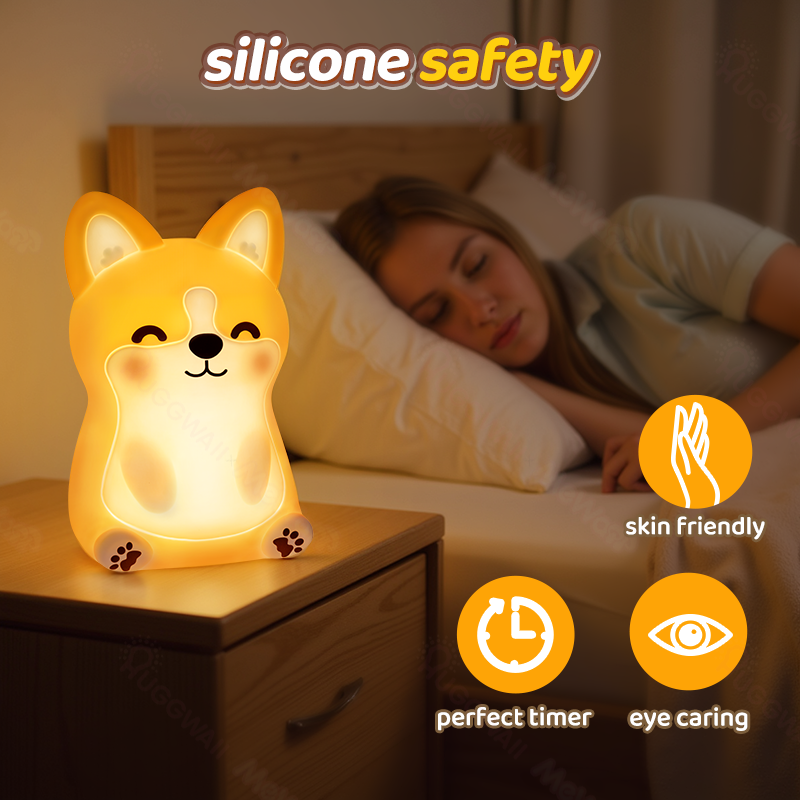 MeWaii® Corgi Puppy Adorable Squishy Silicone LED Night Light - Perfect Gift for Kids and Girls