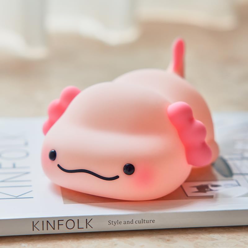 Squishy Silicone Lazy Axolotl LED Night Light - Perfect Gift for Kids and Girls