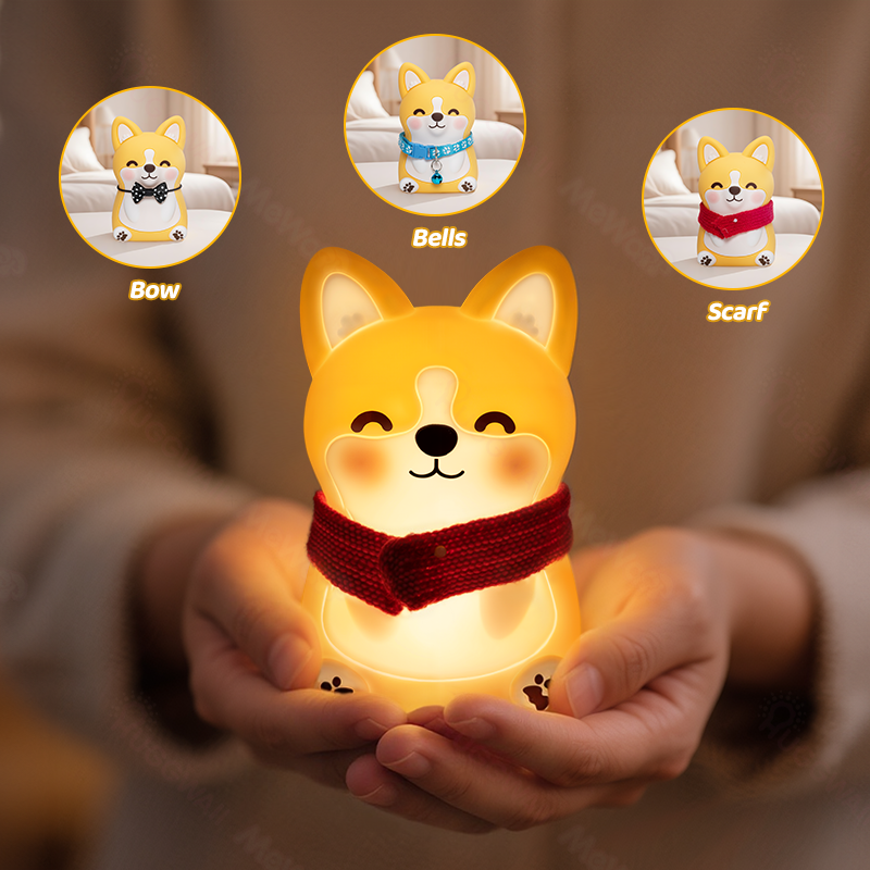 MeWaii® Corgi Puppy Adorable Squishy Silicone LED Night Light - Perfect Gift for Kids and Girls