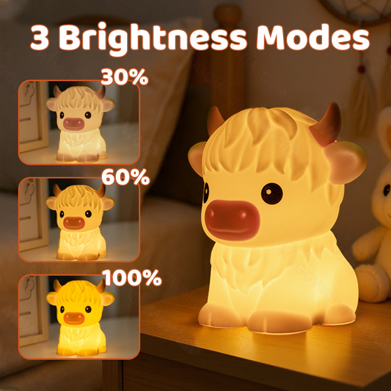 MeWaii® Highland Cow Silicone Squishy LED Night Light - Perfect Gift for Kids and Girls