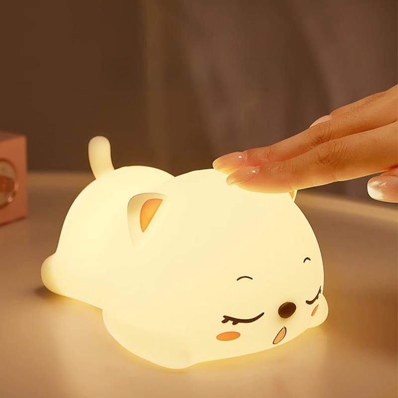 MeWaii® Squishy Silicone Sleeping Cat LED Night Light - Perfect Gift for Kids and Girls