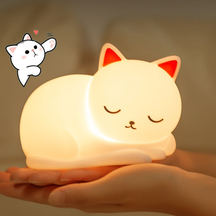 MeWaii® Squishy Silicone Napping Cat LED Night Light - Perfect Gift for Kids and Girls