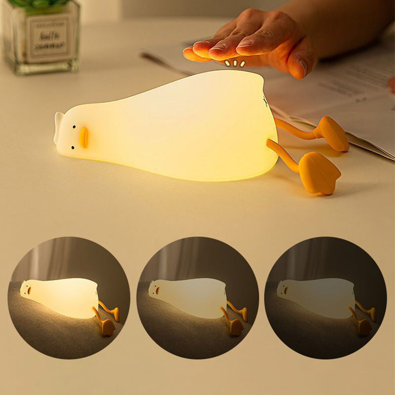 MeWaii® Squishy Silicone Lazy Duck LED Night Light - Perfect Gift for Kids and Girls