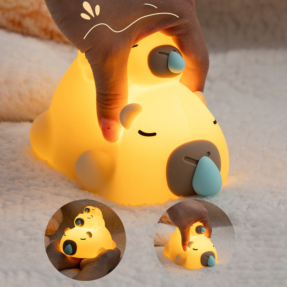 Stacked Capybara Night Light Triple Layer Sleepy Squishy Silicone Perfect Gift