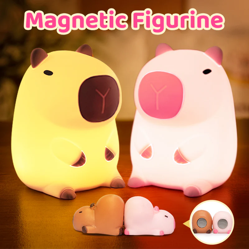 MeWaii® Sleeping Capybara Breathing Squishy Silicone Companion Sound LED Night Light Perfect Gift