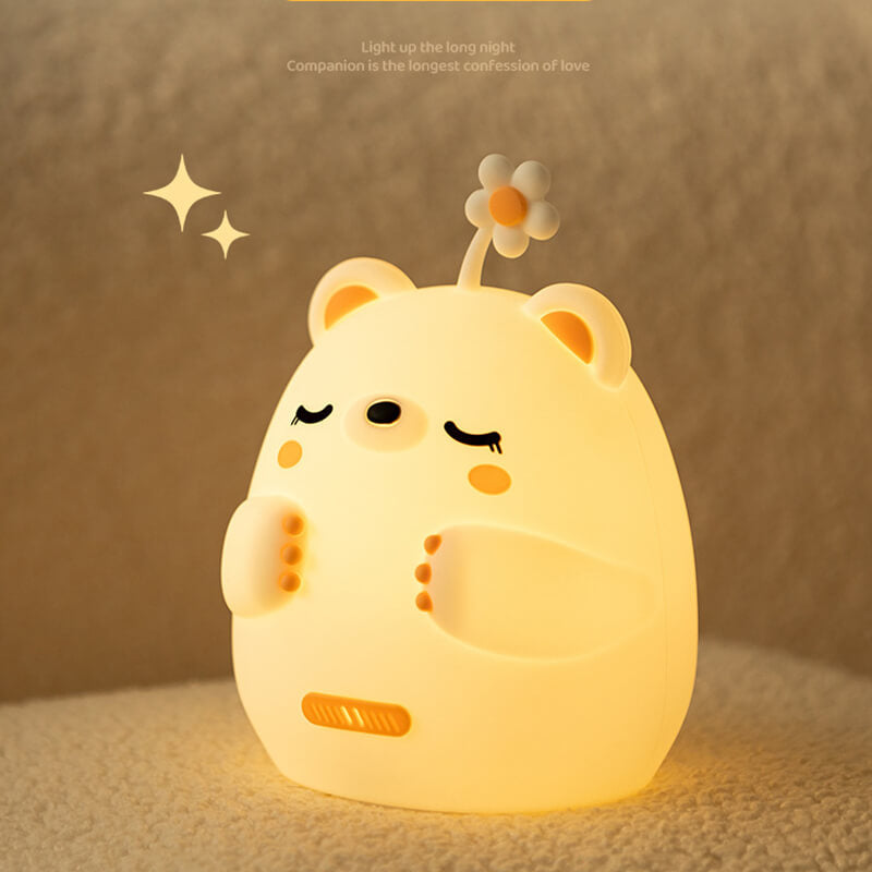 MeWaii® Breathing Bear Snuggly Squishy Silicone Sleeping Companion Sound LED Night Light Perfect Gift
