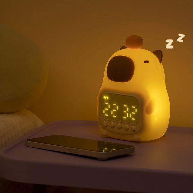 MeWaii® Squishy Silicone Capybara Alarm Clock LED Night Light - Perfect Gift for Kids and Girls