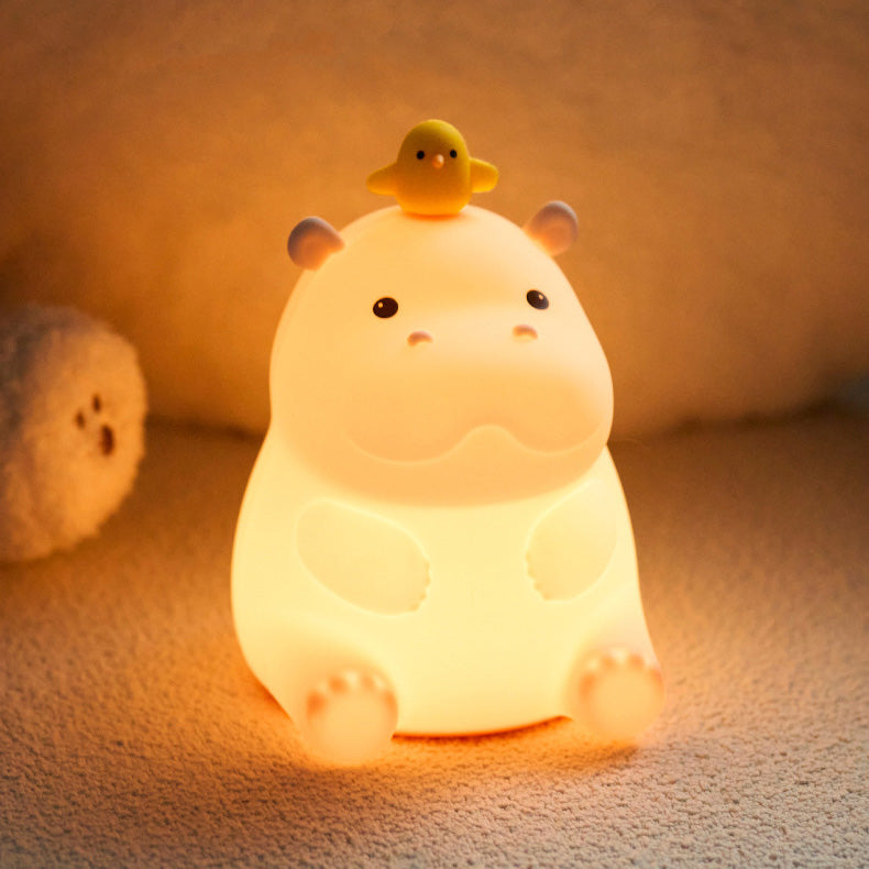 MeWaii® Hippo with Duck Adorable Squishy Silicone Night Light Perfect Gift