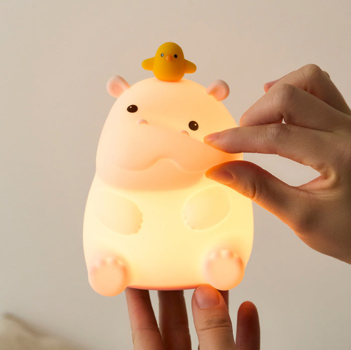 MeWaii® Hippo with Duck Adorable Squishy Silicone Night Light Perfect Gift