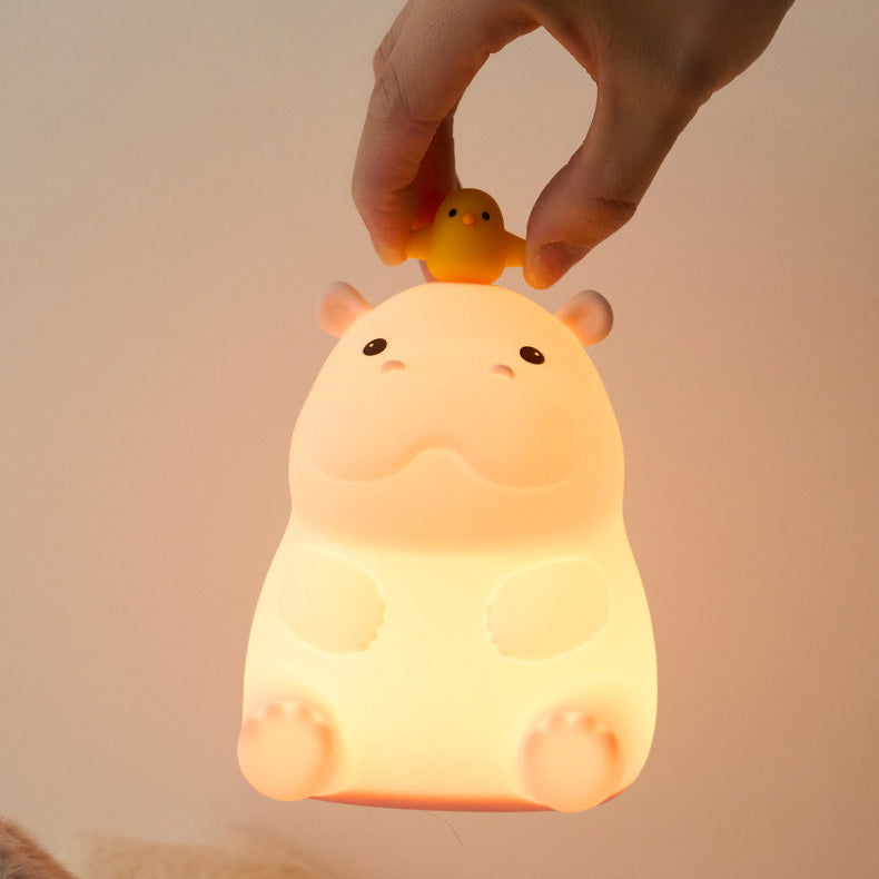 MeWaii® Hippo with Duck Adorable Squishy Silicone Night Light Perfect Gift