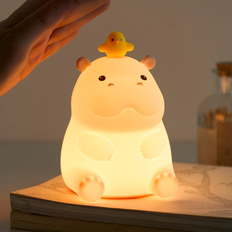MeWaii® Hippo with Duck Adorable Squishy Silicone Night Light Perfect Gift