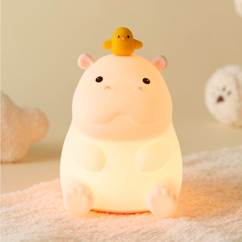 MeWaii® Hippo with Duck Adorable Squishy Silicone Night Light Perfect Gift