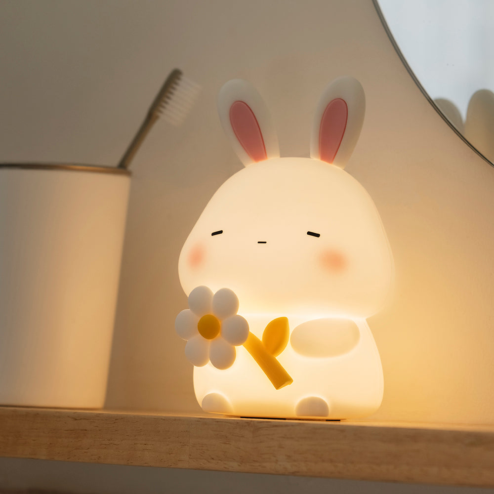 MeWaii® Squishy Silicone Sleepy Bunny LED Night Light - Perfect Gift for Kids and Girls