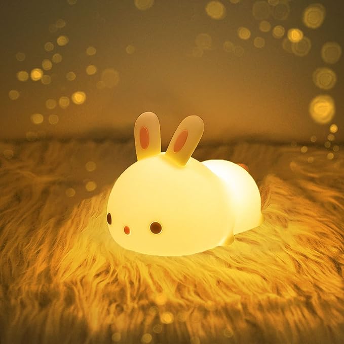 MeWaii® Squishy Silicone Lazy Rabbit LED Night Light - Perfect Gift for Kids and Girls