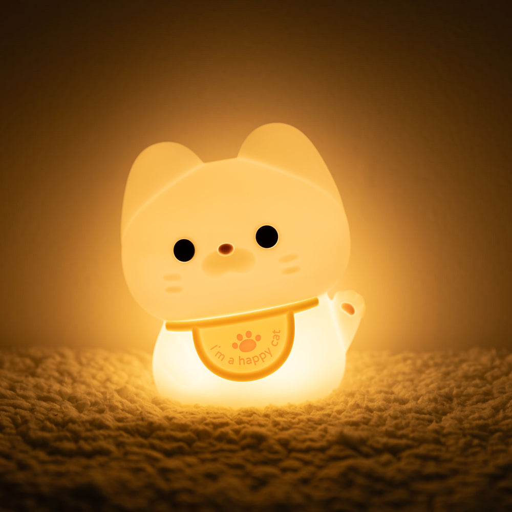 MeWaii® Squishy Silicone Happy Cat LED Night Light - Perfect Gift for Kids and Girls