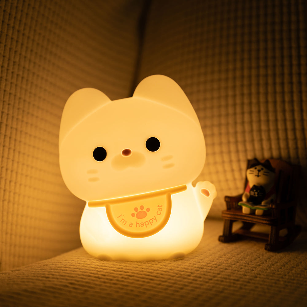 MeWaii® Squishy Silicone Happy Cat LED Night Light - Perfect Gift for Kids and Girls