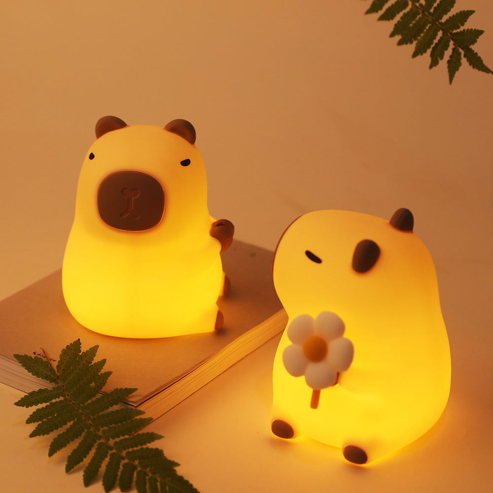 MeWaii® Flower Capybara Squishy Silicone Night Light - Perfect Gift for Kids and Girls