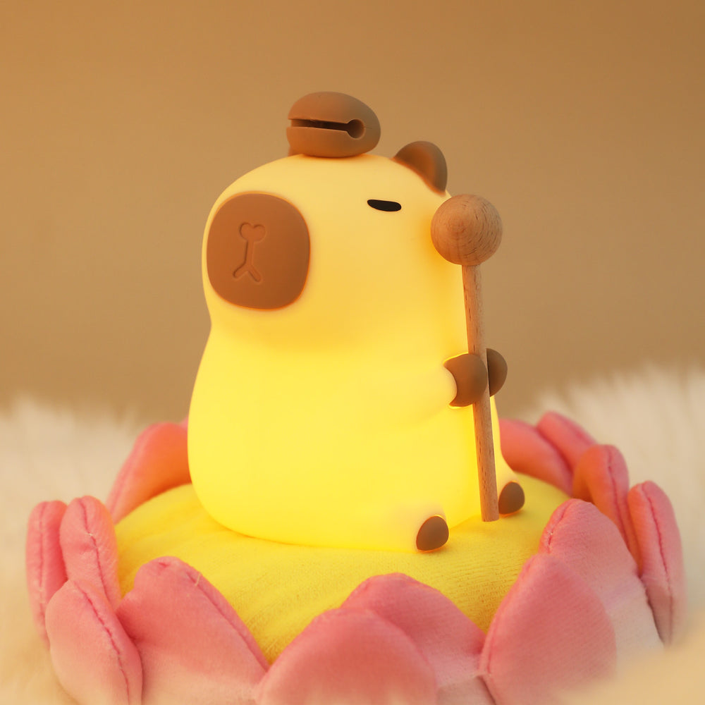 MeWaii® Flower Capybara Squishy Silicone Night Light - Perfect Gift for Kids and Girls