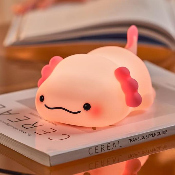 Squishy Silicone Lazy Axolotl LED Night Light - Perfect Gift for Kids and Girls