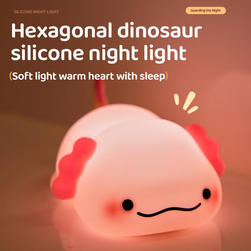 Squishy Silicone Lazy Axolotl LED Night Light - Perfect Gift for Kids and Girls