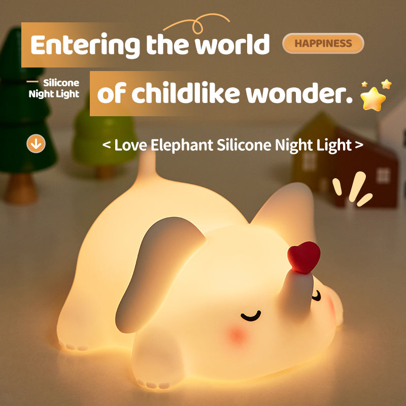 MeWaii® Squishy Silicone Love Elephant LED Night Light - Perfect Gift for Kids and Girls