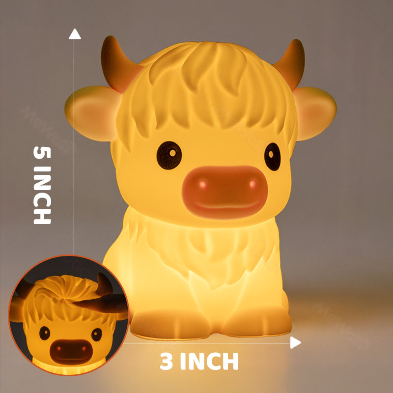 MeWaii® Highland Cow Silicone Squishy LED Night Light - Perfect Gift for Kids and Girls