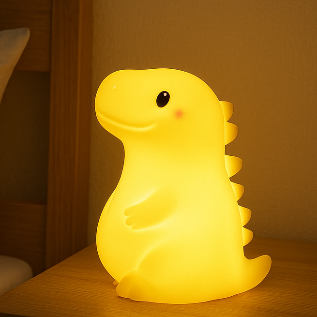 MeWaii® Squishy Silicone Smiley Giant Dinosaur LED Night Light - Perfect Gift for Kids and Girls
