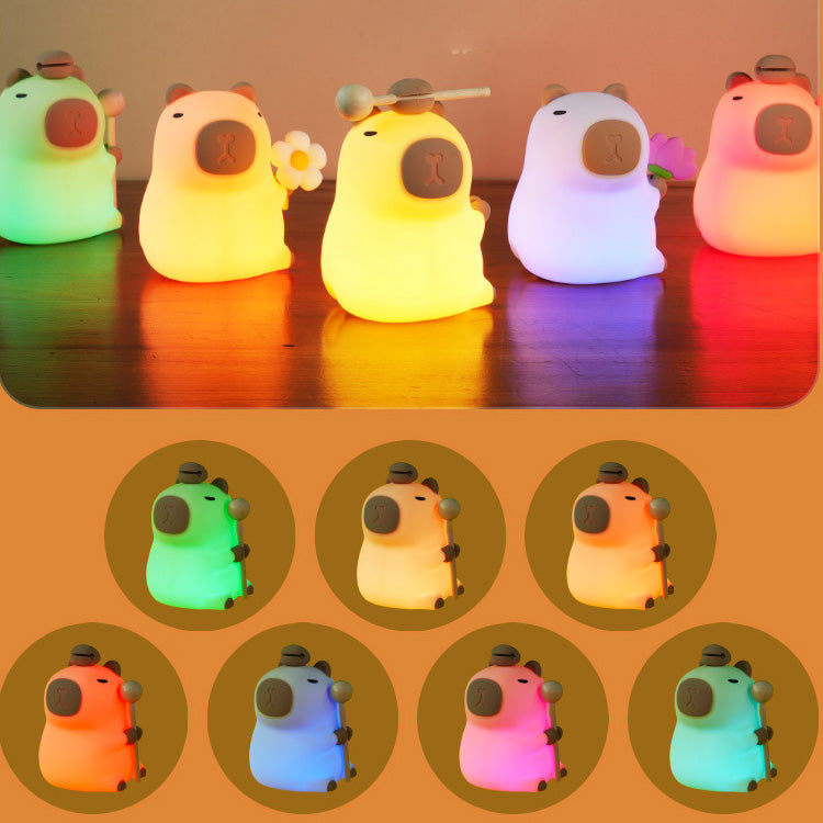 MeWaii® Flower Capybara Squishy Silicone Night Light - Perfect Gift for Kids and Girls