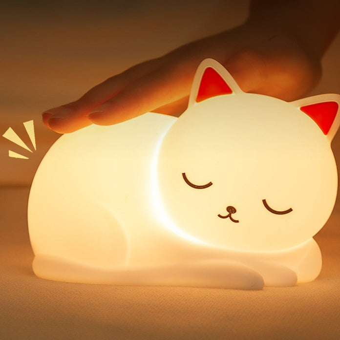MeWaii® Squishy Silicone Napping Cat LED Night Light - Perfect Gift for Kids and Girls