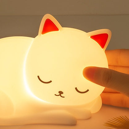 MeWaii® Squishy Silicone Napping Cat LED Night Light - Perfect Gift for Kids and Girls