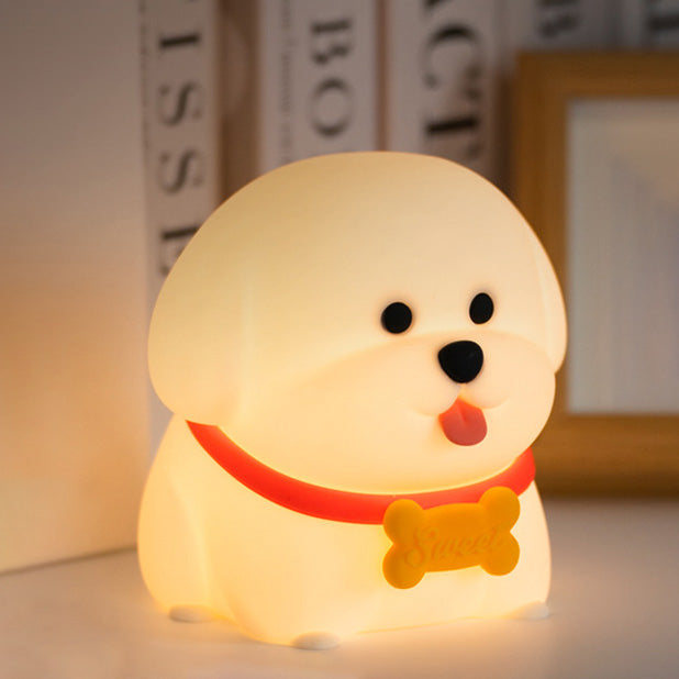MeWaii® Puppy Silicone Squishy Night Light with Red Collar Sweet Bone Tag Decor Perfect Gift