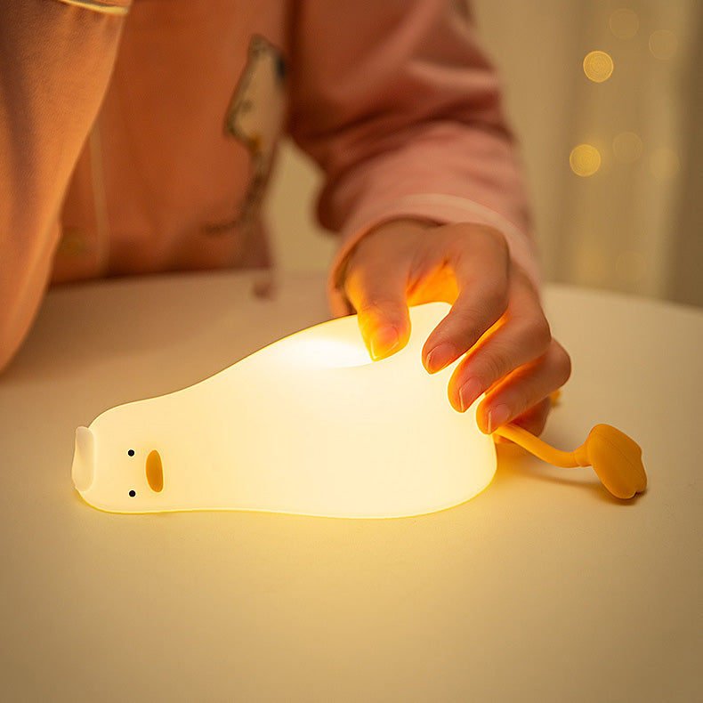 MeWaii® Squishy Silicone Lazy Duck LED Night Light - Perfect Gift for Kids and Girls