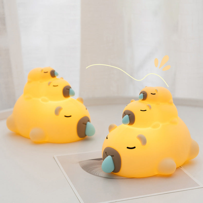 Stacked Capybara Night Light Triple Layer Sleepy Squishy Silicone Perfect Gift