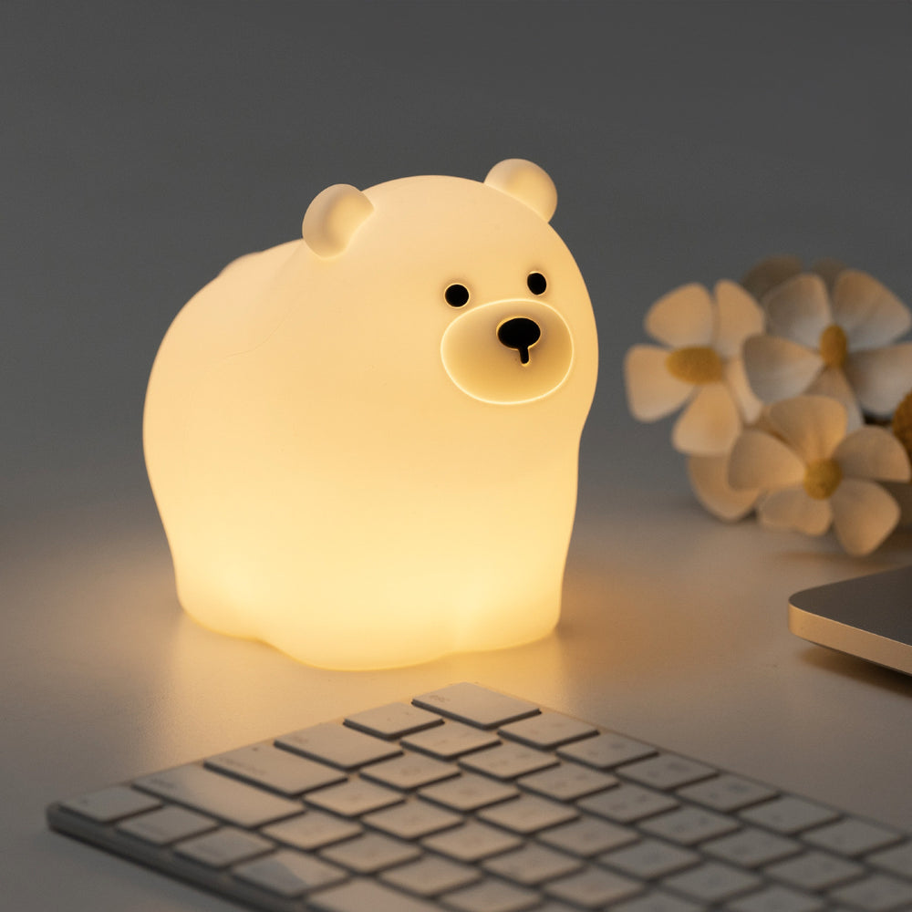 MeWaii® Breathing Bear Snuggly Squishy Silicone Sleeping Companion Sound LED Night Light Perfect Gift