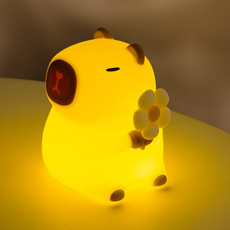 MeWaii® Flower Capybara Squishy Silicone Night Light - Perfect Gift for Kids and Girls