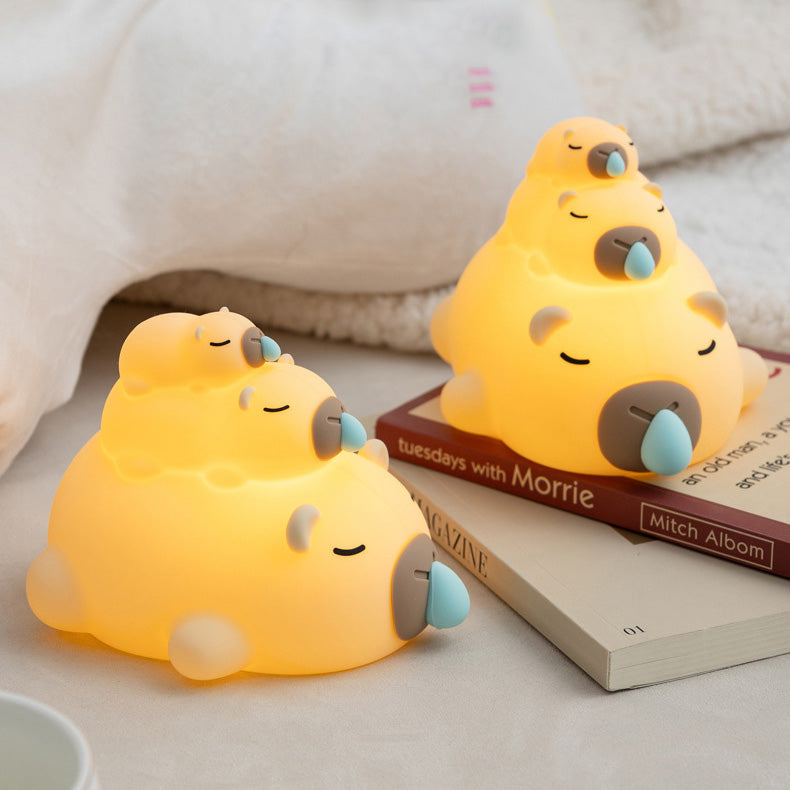Stacked Capybara Night Light Triple Layer Sleepy Squishy Silicone Perfect Gift