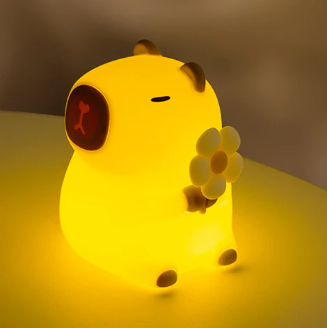 MeWaii® Sleeping Capybara Breathing Squishy Silicone Companion Sound LED Night Light Perfect Gift