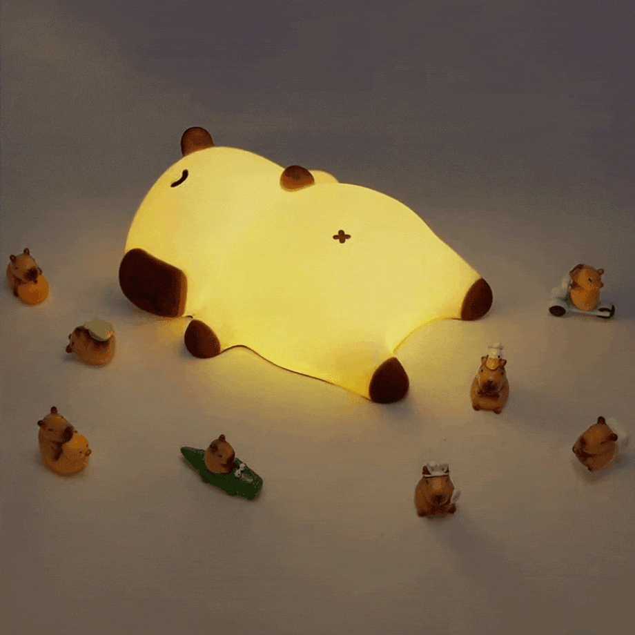 MeWaii® Sleeping Capybara Breathing Squishy Silicone Companion Sound LED Night Light Perfect Gift