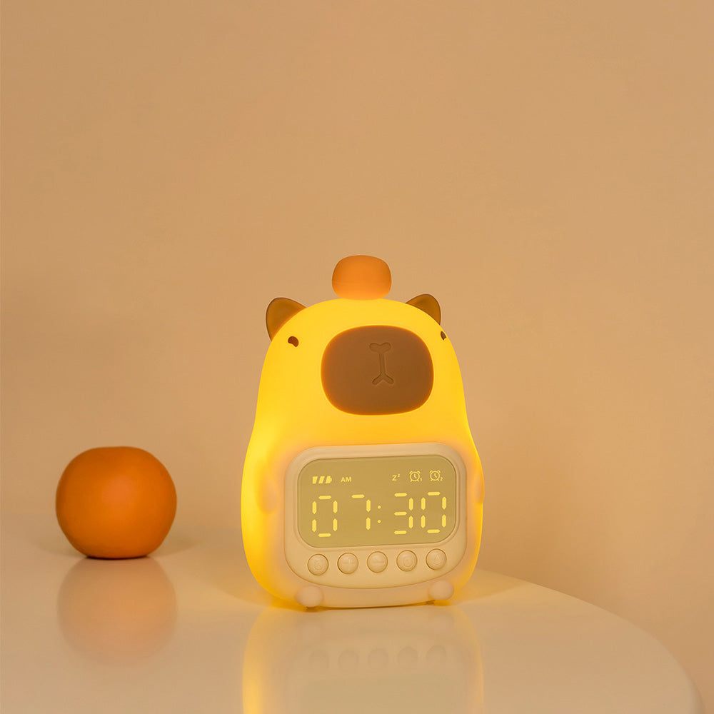 MeWaii® Squishy Silicone Capybara Alarm Clock LED Night Light - Perfect Gift for Kids and Girls