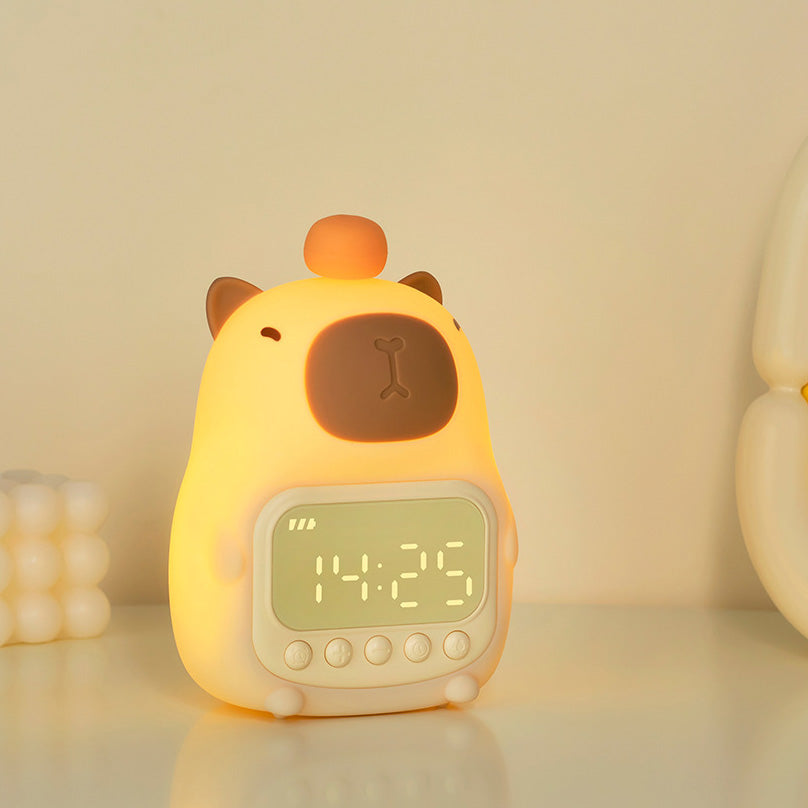 MeWaii® Squishy Silicone Capybara Alarm Clock LED Night Light - Perfect Gift for Kids and Girls