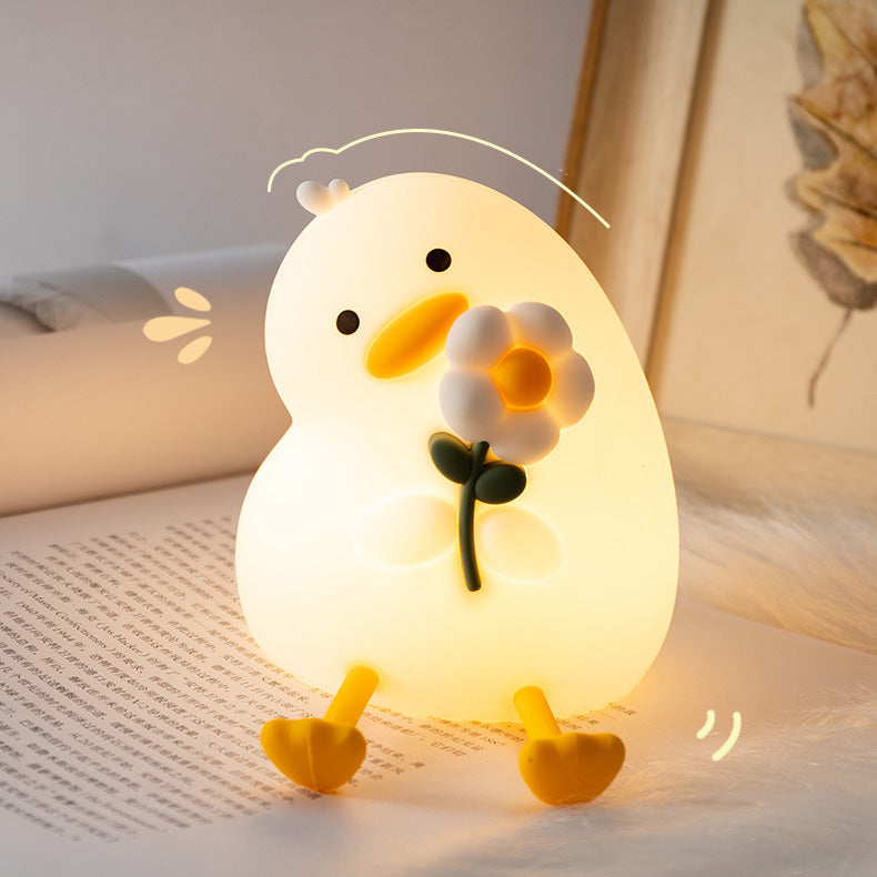 MeWaii® Squishy Silicone Duck Flower LED Night Light - Perfect Gift for Kids and Girls