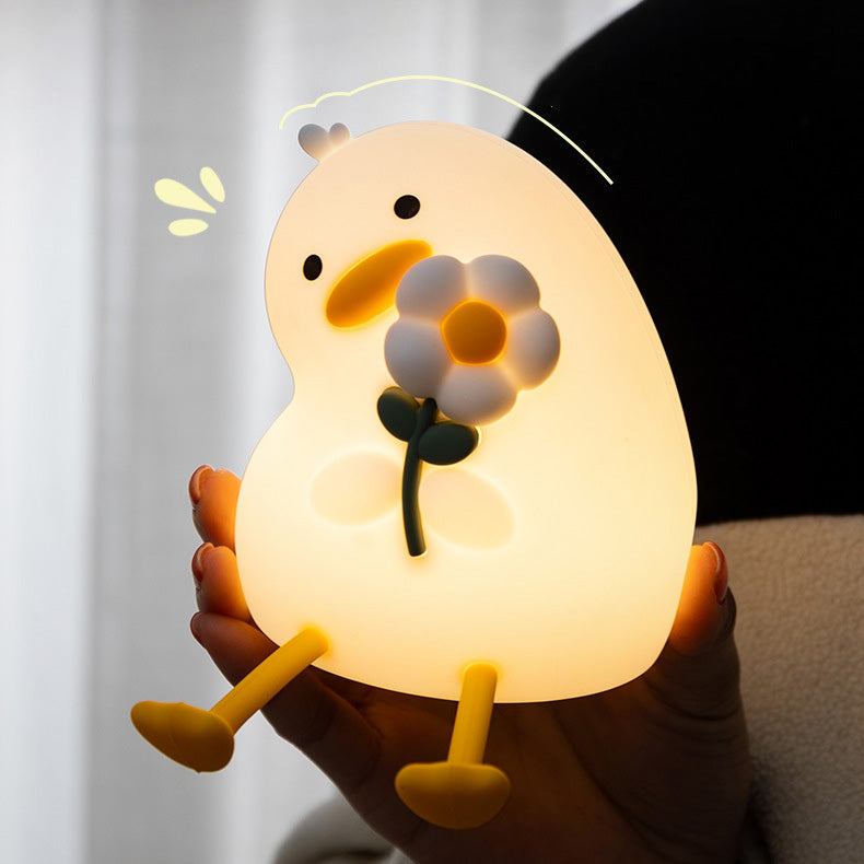 MeWaii® Squishy Silicone Duck Flower LED Night Light - Perfect Gift for Kids and Girls
